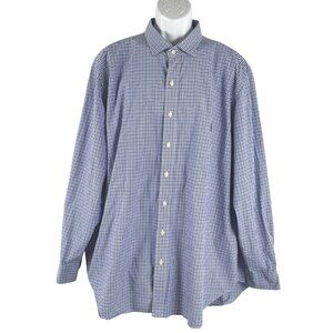 Polo Ralph Lauren Button Front Shirt Mens 3XB Blue White Plaid Cotton TP-3676